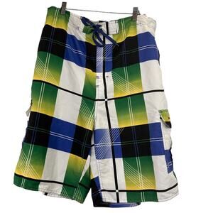 Beverly Hills Polo Club Plaid Board Shorts Swim Trunks Size XL